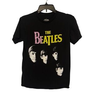 The Beatles Black Faces Short Sleeve Graphic T Shirt 100% Cotton Small